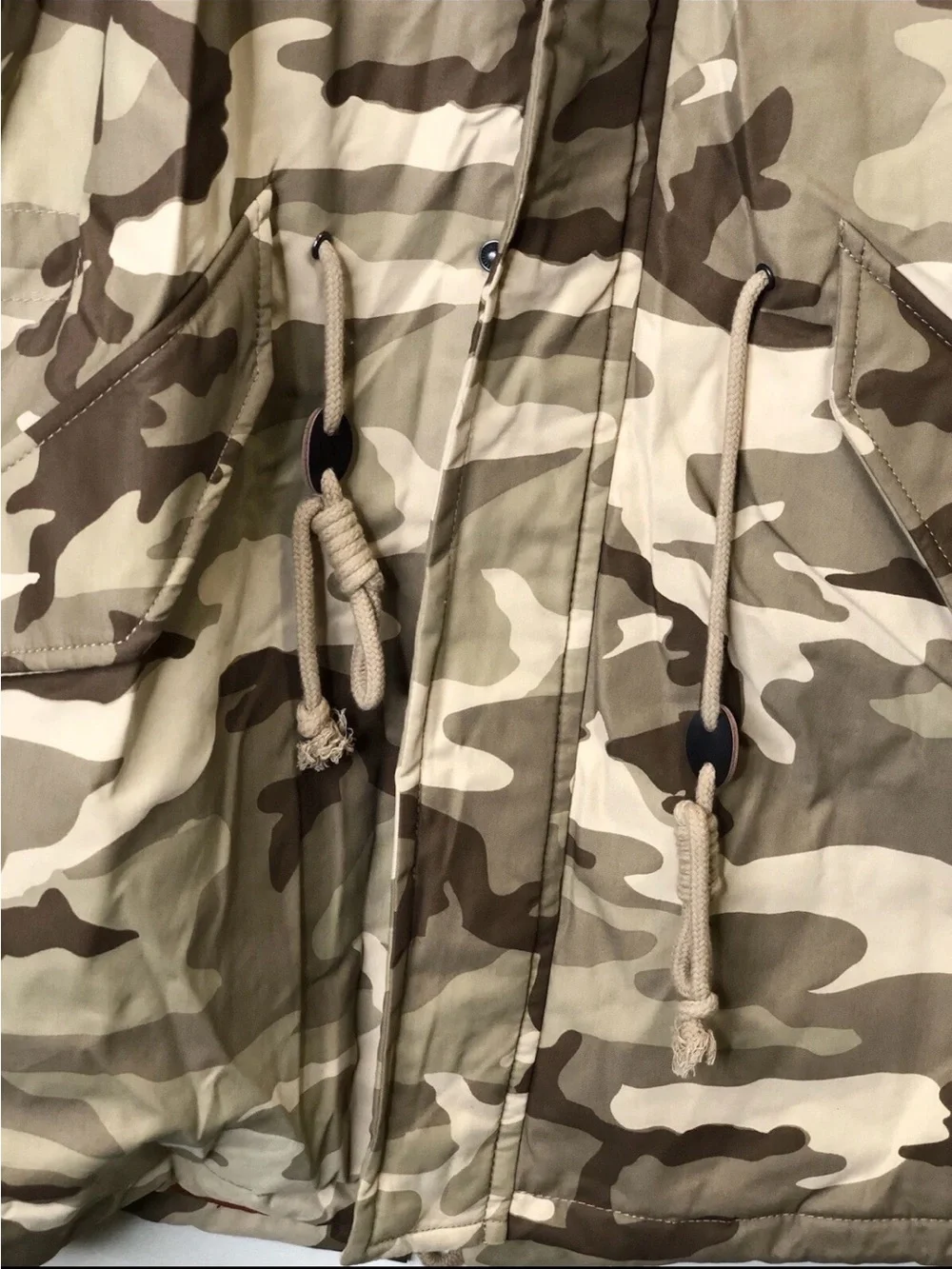 Levi's Men's Camo Hooded Parka Jacket - Beige/Olive Size M